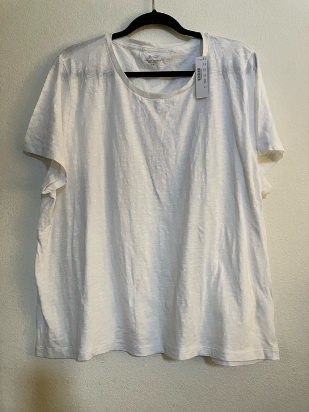 J. Crew Women's White Crewneck Tee Vintage Cotton semi-sheer 3X